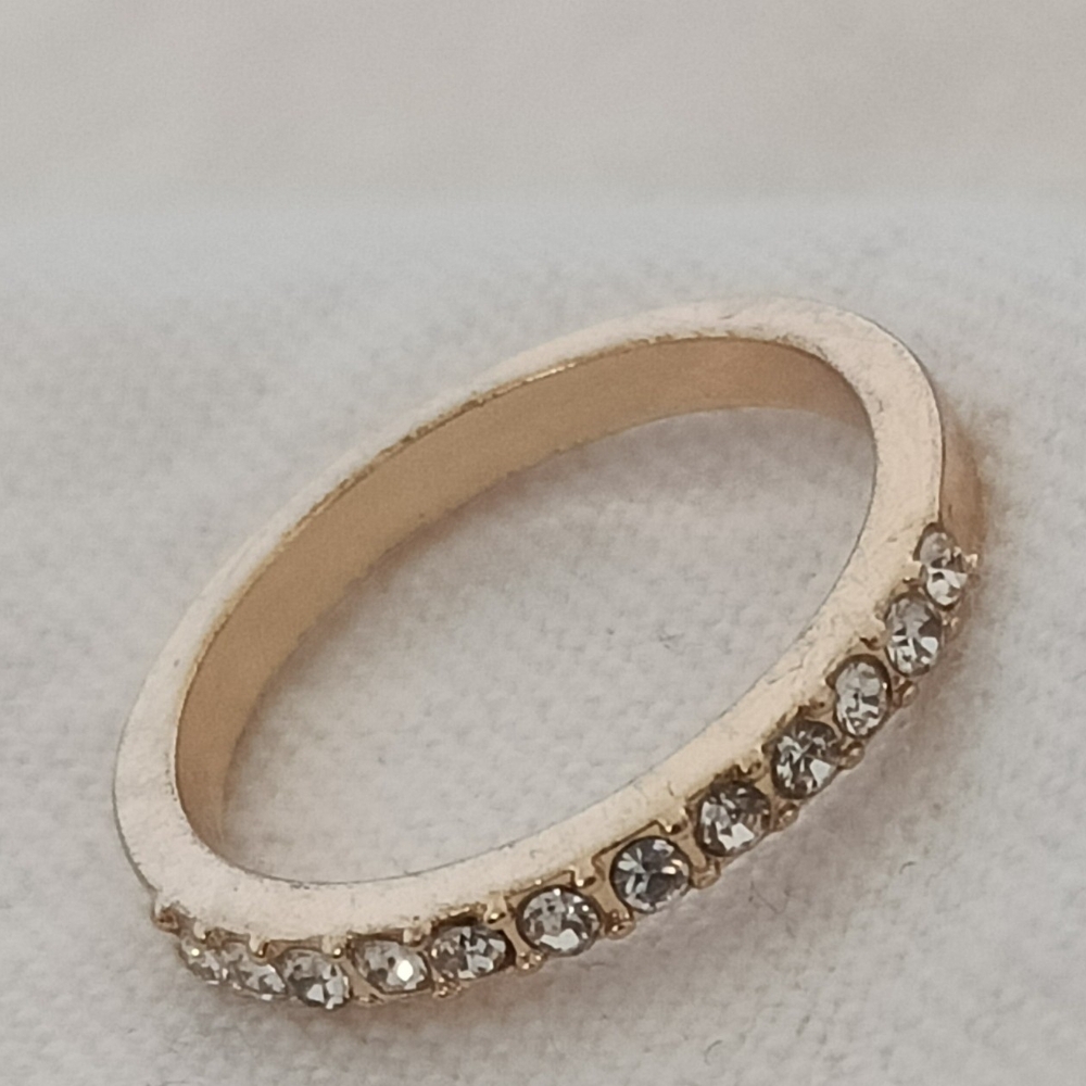 Gold Crystal Pave Stackable Ring - Women Jewelry